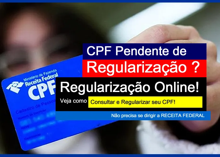 Serviço online pelo WhatsApp 92 99105-4718 Márcio 

Regularização de CPF pendente por Ausência de Entrega de Rendimentos.

A regularização do CPF fica disponivel em até 24horas!

, CPF  Suspenso, CPF com restrição e Consultar CPF , em, Brasil