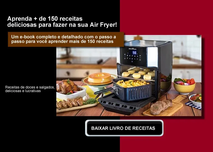 Você Já imaginou comer batatas fritas, quibes, coxinhas, pastel, bife à milanesa e até os churros sem ter o trabalhão de ficar fritando com óleo?

Agora é possível com o Air Fryer, além da grande facilidade de uso o sistema Air Fryer não usa óleo assim proporcionando uma comida saborosa e acima de tudo saudável.

COMO FUNCIONA O AIR FRYER

O Air Fryer acelera o ar quente em rotação a uma velocidade muito rápida, gerando um vórtice de calor que se choca contra os alimentos, fritando e assando mais rápido, o Air Fryer não deixa cheiro e nem fuma&a, e o melhor não usa óleo.

Livro Digital com receitas detalhadas passo a passo, acesso vitalício e certificado incluso!

Todo o conteúdo do livro foi pensado e desenvolvido de forma minuciosa para que você aprenda tudo, do básico ao avançado e se torne uma verdadeira especialista em Receitas na Air Fryer. 

Muitas pessoas estão colocando em prática as técnicas e receitas exclusivas que estão aprendendo neste exato momento com o nosso e-book Receitas para Air Fryer, Só falta você!, Receita Bife a Milanesa, AirFryer - Design Moderno e Receitas pré-programadas, em, Brasil
