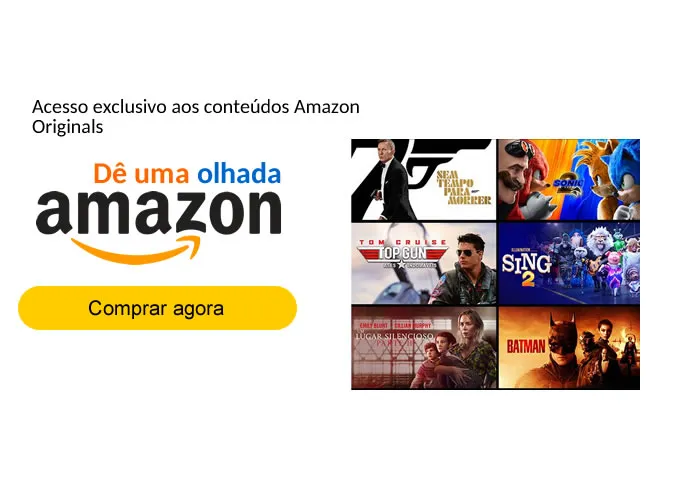 Frete GRÁTIS e rápido

Entrega GRÁTIS e rápida para todo o Brasil, sem valor mínimo de compras em milhares de produtos elegíveis sinalizados com o selo Prime.

Acesso exclusivo aos conteúdos Amazon Originals

Prime Video é o único lugar onde você pode assistir aos Amazon Originals como Jack Ryan, The Grand Tour, The Marvelous Mrs. Maisel e The Man in the High Castle.

Acesso a centenas de eBooks e revistas

Como membro Prime, você pode ler Interestelar, Desperte a sua vitória, O clã dos magos e outras centenas de eBooks; e revistas como Recreio, Aventuras na História e diversas outras opções.


Ouça as melhores músicas

Seus artistas e canções preferidos. Ouça o melhor de Caetano Veloso, Ludmilla, Gusttavo Lima, Queen, Pabllo Vittar e muitos outros.

Loot e jogos sem custo adicional

Todos os meses, membros Prime podem aproveitar uma seleção de jogos para download permanente, sem custo adicional, e uma experiência premium na Twitch., Prime Video, Grátis com Prime e Novelas a Qualquer Hora, em, Brasil