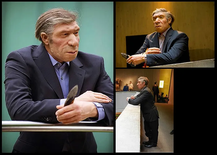 Tá. A um olhar mais atento, ele não conseguiria passar totalmente despercebido.

O que estamos olhando é uma exibição permanente de um homem de neandertal, em roupas modernas, no Museu do Neanderthal, em Mettmann, Alemanha.

Um pouco mais baixo que um homem comum, mas mais largo, com um rosto menos delicado. Ele não vai ganhar nenhum Mister Universo, mas acho que andaria na rua sem chamar muita atenção.

De sapato e tudo.

, Passagens Promocionais, Voos e Hotéis no Mundo e Voe o mundo pacote, em, Brasil