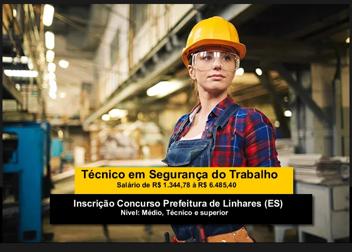 Inscrições para o Processo Seletivo Simplificado SEMUS 

Carga Horária: 40 horas semanais

Vencimento Mensal: R$ 1.344,78

O Município de Linhares, Estado do Espírito Santo, por intermédio da Secretaria Municipal de Saúde, nos termos das Leis Municipais nºs 3.946/2020, 3.947/2020 e 3.948/2020, e alterações vigentes, torna público que fará realizar Processo Seletivo Simplificado objetivando subsidiar as contratações temporárias de pessoal e recomposição de cadastro de reserva, a fim de atender à necessidade temporária de excepcional interesse público, nos termos do Inciso IX, art. 37 da CF/88, no âmbito Secretaria Municipal de Saúde, mediante as condições especiais estabelecidas
do Edital.


Inscrições serão realizadas, exclusivamente, por meio eletrônico, iniciando-se a partir das 8 horas do dia 27/12/2021 e encerrando-se às 23 horas e 59 minutos do dia 02/01/2022.


Para acessar o edital e as inscrições utilize o botão Ir logo abaixo., Vagas de emprego Espirito Santo, Enviar curriculo Segurança do Trabalho e Concurso para Técnico em Segurança Trabalho , em, Brasil