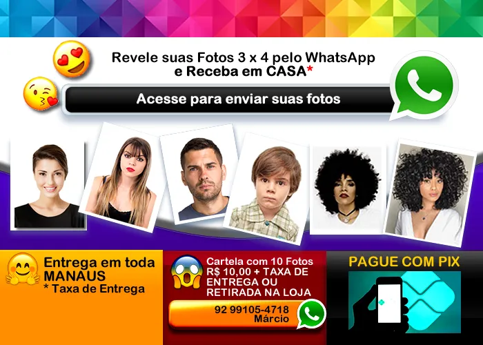 O Valor de 10 (dez) fotos em papel fotográfico é de R$ 10,00 (dez) reais.

Fotos Excelente para Identidade, Crachás, Matricula de aluno e outras finalidades.

Será cobrado o valor da taxa de entrega a seu critério  UBER, 99, INDRIVE ou MOTOTAXI, da forma que for mais viável a sua condição financeira para retirada em nossa loja.

Dependendo da localidade  fica a partir de R$ 8,00 (oito reais) de aplicativo, área da CIDADE NOVA.

Nossa Loja fica na Cidade Nova 1, ao lado do T3.

Você precisa apenas tirar a foto e  enviar através do WhatsApp, que aqui darei todo tratamento e farei chegar até você, lembre-se será cobrado a taxa de entrega
Tire uma foto a partir do seu celular de preferência no fundo branco  com o tamanho exato de foto para sua carteira de motorista, RG, Crachá  que seja foto 3x4 ou qualquer outro documento que você precise. Você pode também personalizar e criar o tamanho de foto que quiser.



Veja algumas dicas aqui! 

Como você vai perceber, depois dessas ficas pode ser que você ainda não tenha coragem de usar sua foto de documento como perfil nas redes sociais, mas você nunca mais vai ter vergonha de mostrar seu RG novamente!
Descubra como sair bem na foto 3×4:

1. Não use qualquer tipo de acessório que atrapalhe a identificação do seu rosto, como óculos de sol, chapéu, máscaras (óbvio), dentro outros. No caso das mulheres, é preciso pegar leve até mesmo nas bijuterias, na maquiagem e no estampado das roupas.

2. Manter a postura é fundamental. Isso vai fazer você se enquadrar melhor na foto e a vai transparecer mais confiança.

3. Sorria, isso faz diferença. Isso mesmo, um leve sorriso deixa a foto mais bonita e é permitido, como você já viu nessa outra matéria aqui.

4. Tente esquecer se tiver outras pessoas ao seu redor. Isso ajuda a combater a timidez.

5. Você nunca pode deixar de conferir os cabelos antes do clique. Se possível, dê aquela última penteada, já que eles vão estar em evidência na foto 3×4.

6. Homens devem evitar usar boné ou chapéu antes da foto. Como já dissemos, eles vão precisar ser tirados para o clique e os cabelos podem ficar marcados.
Mais dicas!

7. Mulheres devem sempre fazer foto 3×4 com o cabelo solto. Isso porque cria uma emoldura o rosto e ajuda a fazer sombras nos ângulos, deixando os traços mais finos. Essa, aliás, é uma boa técnica, já que fotos 3×4 são feitas muito próximas e deixam o rosto mais largo.

8. Mantenha, portanto, a cabeça reta, olhando para a lente da câmera.

9. Dê preferência às roupas escuras. Isso porque roupa muito claras, como na cor branca, não oferecem o contraste com o fundo branco do painel.

10. Não fique de lado, com pose artística, muito menos faça biquinhos ou careta. Aliás, a própria pessoa que estiver fazendo a foto irá corrigir você, caso resolva usar um desses recursos.

11. Maquiagem ajuda, contudo, se não tiver excesso. Basicamente, a make dá um ar de leveza e tranquilidade, e transmite uma imagem de que a pessoa está bem. Porém, a melhor opção nestes momentos são os tons neutros.

12. O cabelo nunca deve cobrir o rosto, mesmo que seja só uma partezinha. Isso também não é permitido quando o assunto são as fotos 3×4, para documentos oficiais.

13. Não utilize enfeites, como, por exemplo, brincos, laços muito grandes nos cabelos ou faixas que encubram parte do rosto ou do pescoço.

14. Cabelo muito volumoso, às vezes, pode não caber no espaço da foto. Portanto, fique atenta e leve em consideração aquela outra dica de dar uma olhadinha no visual antes do clique.

15. Basicamente, óculos sem lentes antirreflexo também pode atrapalhar a foto. Isso porque, quando o flash bate na lente, pode acabar escondendo os olhos e atrapalhando na identificação.



Abaixo no botão ir você conversa diretamente comigo no WhatsApp para enviar suas fotos 

92 99105-4718

, Fotos em Manaus, Fotos para identidade e Impressão de fotos , em, Brasil