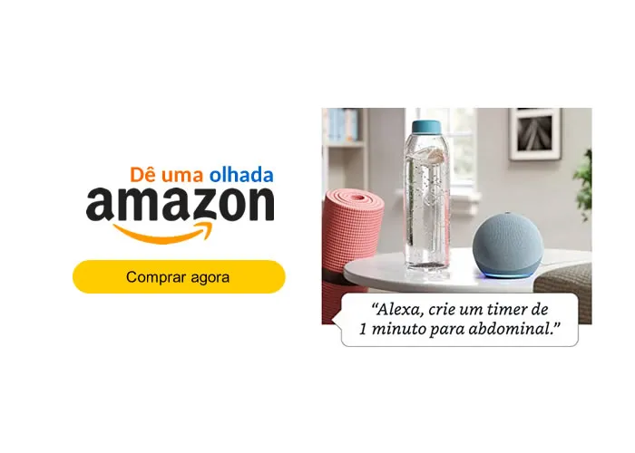 Ouça notícias e confira a previsão do tempo. Peça resultados de jogos de futebol ou informações de personalidades históricas. Tudo isso apenas com a sua voz.

Controle a sua casa inteligente por voz

Gerencie dispositivos de casa inteligente compatíveis usando sua voz. Ligue o abajur antes de sair da cama, ligue a cafeteira a caminho da cozinha ou diminua as luzes sentado no sofá para assistir a um filme, tudo sem levantar um dedo.


Configuração: Echo Dot (4ª Geração)

    Conheça o Echo Dot (4ª Geração): nosso smart speaker com Alexa de maior sucesso ainda melhor. O novo design de áudio com direcionamento frontal (1 speaker de 1,6") garante mais graves e um som completo.

    Controle músicas apenas com sua voz. Ouça músicas do Amazon Music, Apple Music, Spotify, Deezer e outros por toda sua casa com o recurso música multiambiente ou ainda escute estações de rádios.
    Sempre disponível para ajudar: peça para Alexa tocar músicas, responder perguntas, ler as notícias, checar a previsão do tempo, criar alarmes, controlar dispositivos de casa inteligente compatíveis e muito mais.

    Controle sua Casa Inteligente: com sua voz, controle facilmente dispositivos compatíveis e peça para Alexa para acender as luzes, trancar portas e muito mais. “Alexa, ligue a TV”.

    Faça chamadas para amigos e familiares com o comando de voz através do aplicativo Alexa ou outros dispositivos Echo compatíveis. Use o Drop In para se conectar rapidamente a outro dispositivo Echo ou avise que o jantar está pronto para sua família.

    Desenvolvido para proteger sua privacidade: Alexa e os dispositivos Echo são desenvolvidos com múltiplas camadas de privacidade, incluindo o botão para desligar o microfone que o desconecta eletronicamente.
, Echo 4ª Geração, Echo Buds Amazon e Echo Studio Amazon, em, Brasil