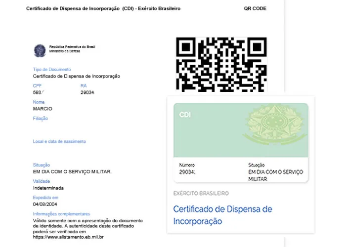 Visualize abaixo os documentos digitais que você adicionou à sua Carteira por meio do aplicativo gov.br.

Se você não tiver uma conta GOV.BR, será preciso baixar o aplicativo e realizar o seu cadastro e criar uma conta para ter acesso ao CERTIFICADO DE DISPENSA MILITAR pela internet 

Para visualizar outros documentos, acesse o aplicativo, selecione Carteira de documentos e adicione os documentos que precisar.

Pelo aplicativo gov.br, também é possível favoritar, compartilhar ou excluir seus documentos., Concurso ESA , Vagas emprego e Concursos abertos, em, Brasil